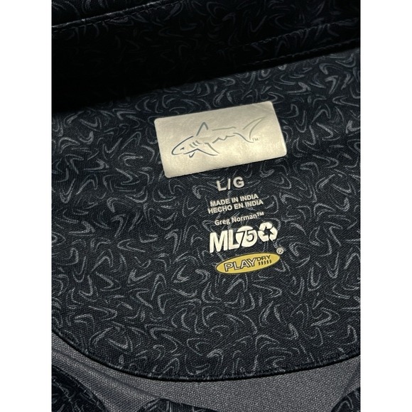 Greg Norman ML75 Play Dry Men's Polo Shirt Navy Blue Geometric Size L - Picture 3 of 10